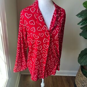 Old Navy Red Heart Print Button Down Shirt